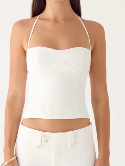 Peppermayo White Halter Bustier Camisole Weiss Bustier Top